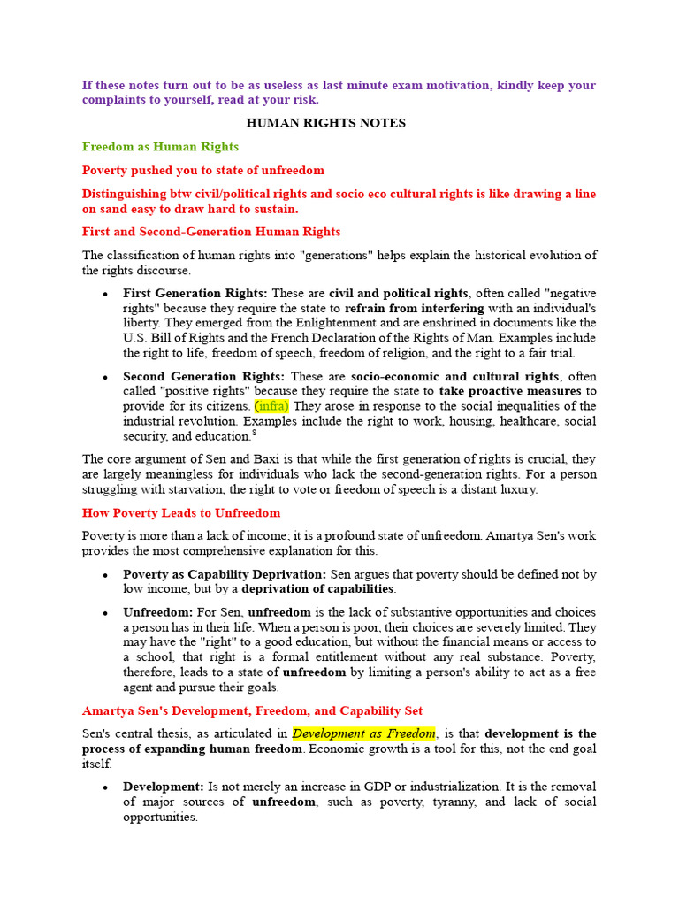 Human Rights Notes | PDF | Human Rights | Rights