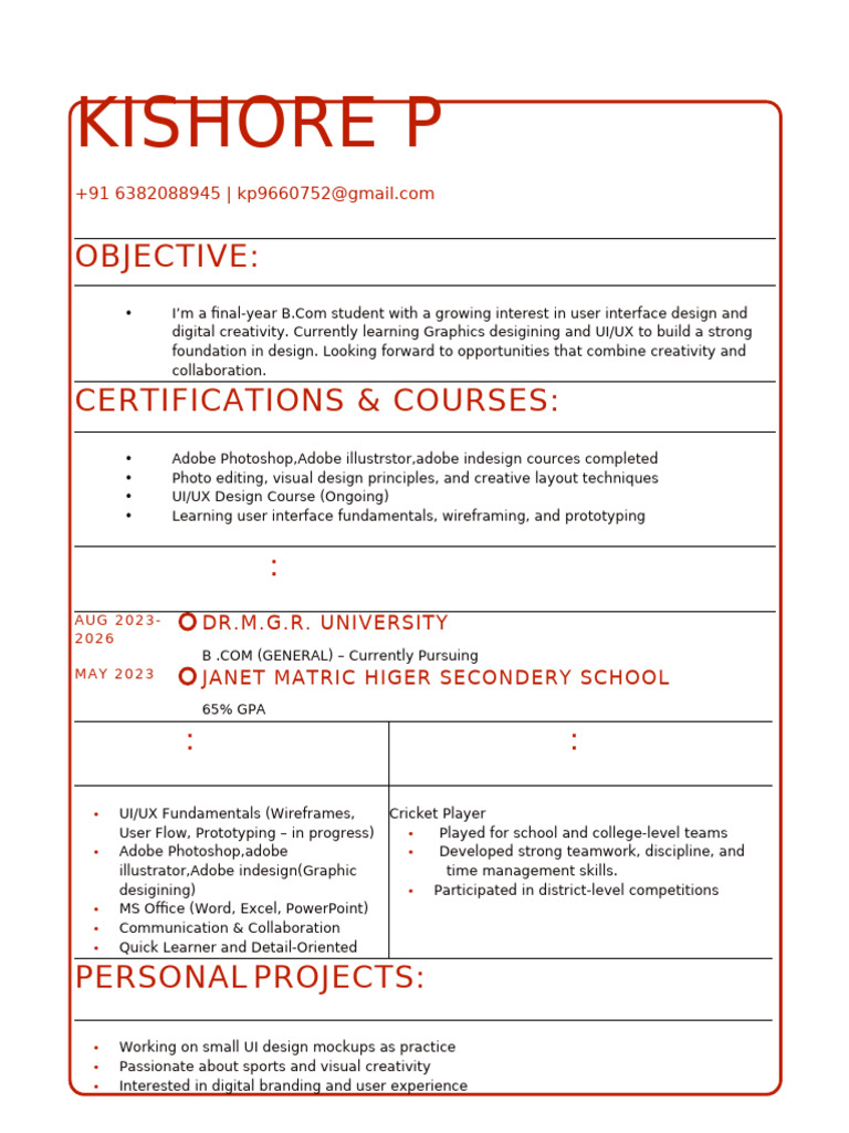 Kishore P Resume | PDF