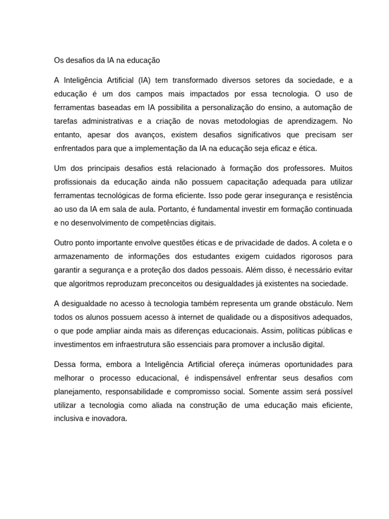 Os Desafios Da IA Na Educacao-1 | PDF