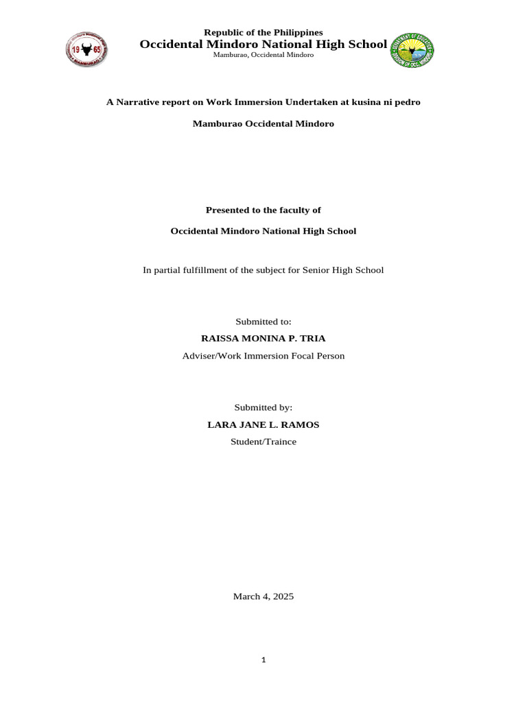 Narrative Report Template LNG | PDF | Food Safety