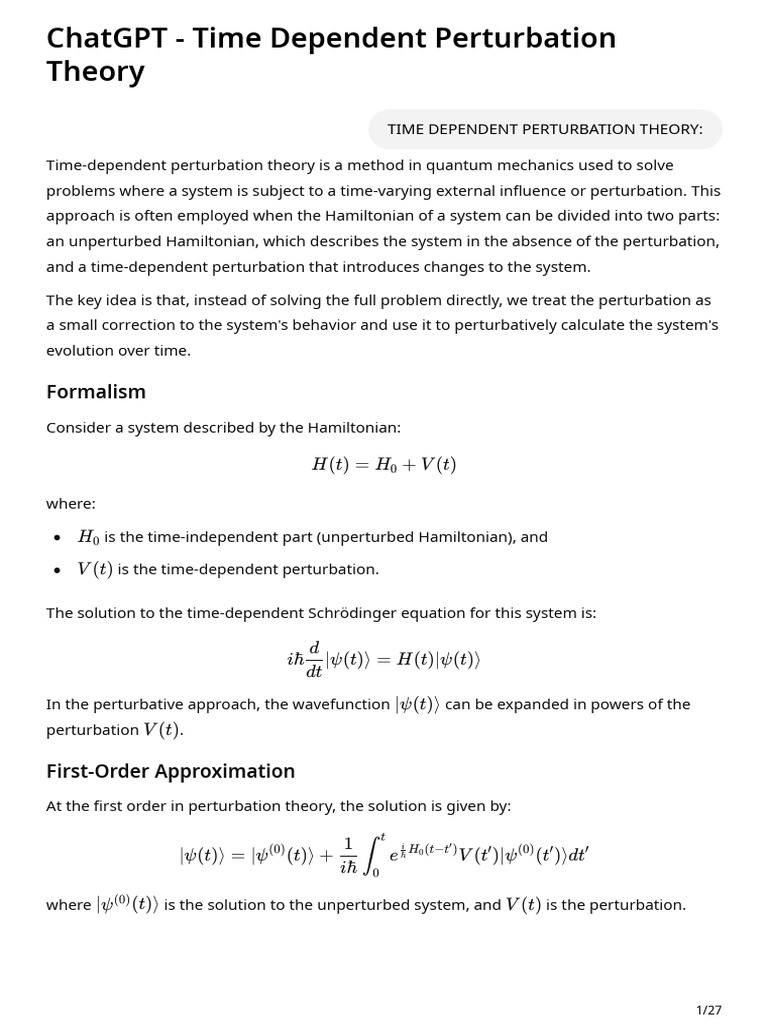 Advanced Quantum Mechanics Unit 2 | PDF | Perturbation Theory (Quantum ...