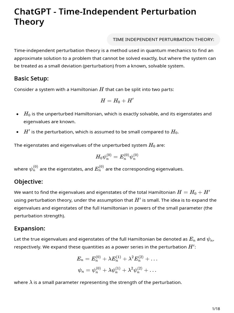 Advanced Quantum Mechanics Unit 1 | PDF | Perturbation Theory (Quantum ...