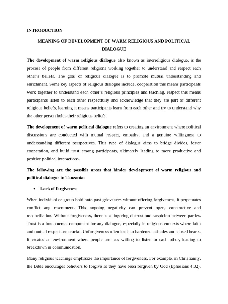 The Development of Warm Religious Dialogue Also Known as Interreligious ...