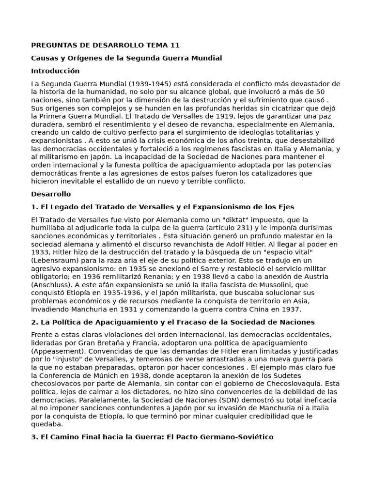 Preguntas de Desarrollo Tema 11, Tema 12 | PDF