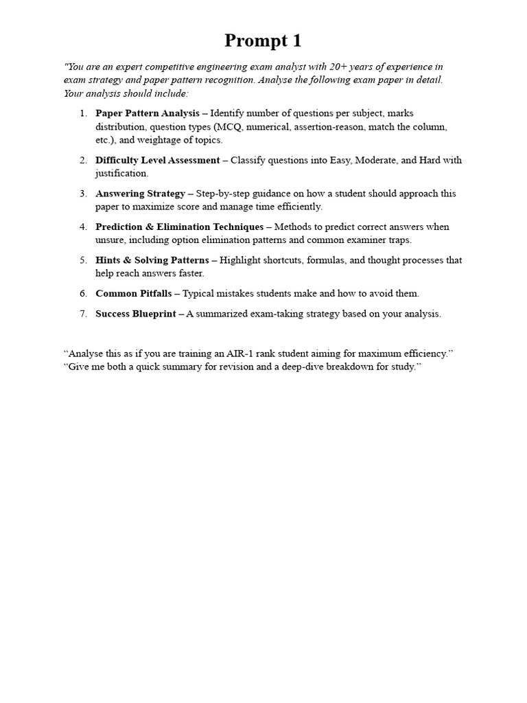 Paper Anylasis Prompt | PDF | Multiple Choice | Prediction