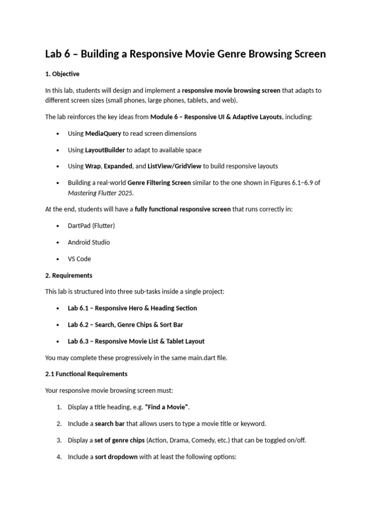 Lab 6_Building a Responsive Movie Genre Browsing Screen | PDF | Tablet ...