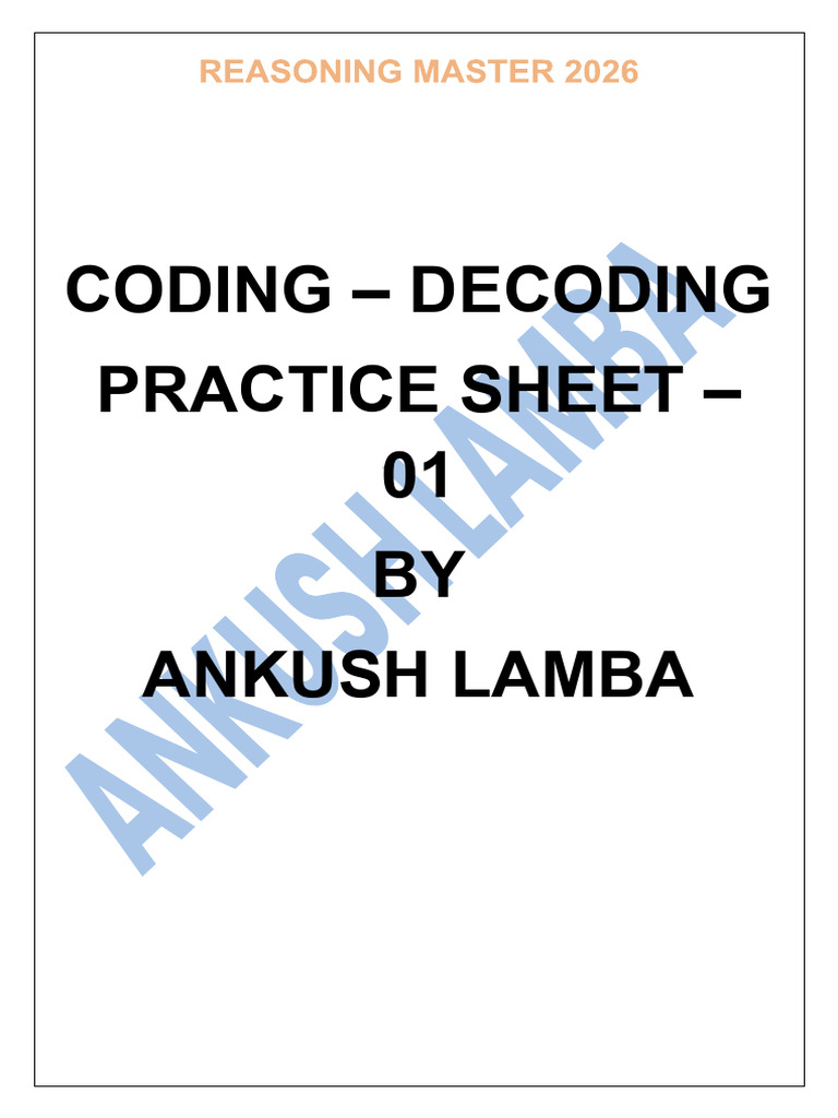 Coding - Decoding Practice Sheet 01 (50Q) | PDF