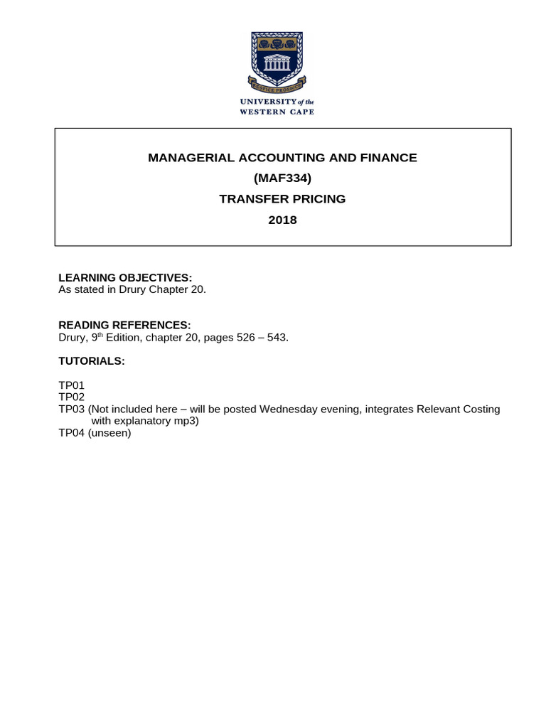 Module+1_Transfer Pricing 2018 Notes for Students | PDF