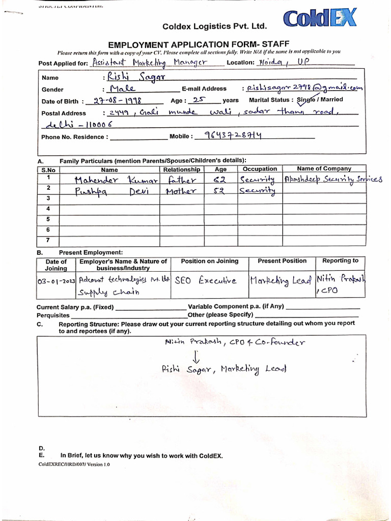 Employment Form | PDF