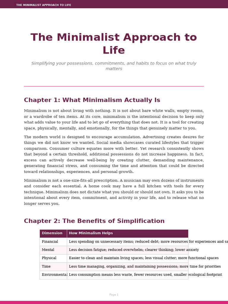 30 Minimalist Approach to Life | PDF | Minimalism