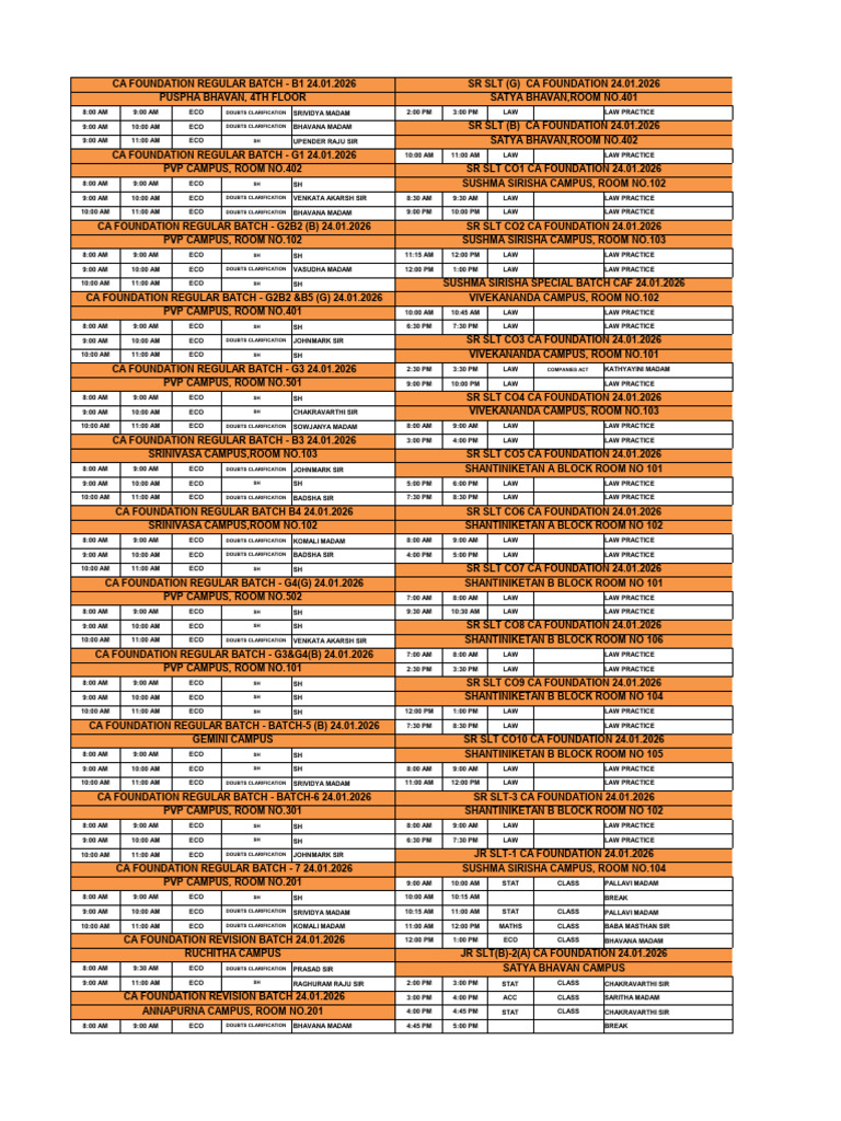 CA Foundation - Time Table - 24.01.2026 1 | PDF