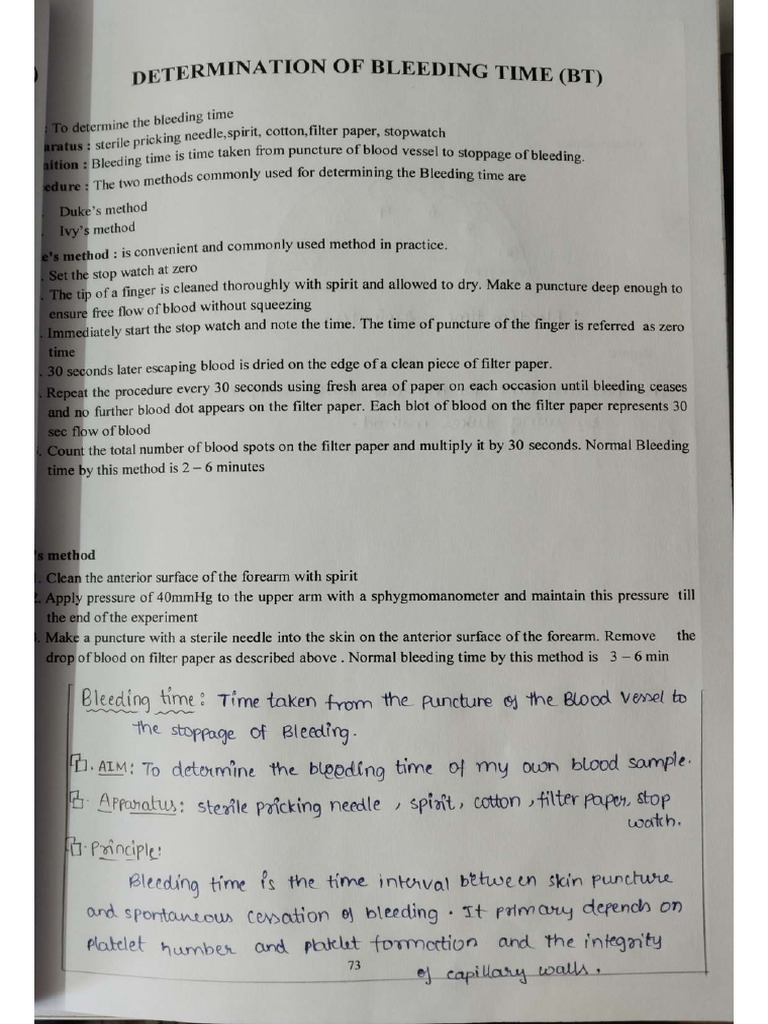 Clotting and Bleeding Time | PDF