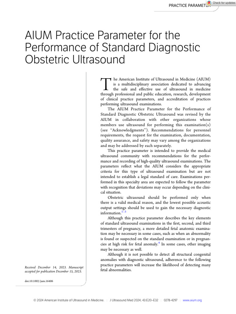 J of Ultrasound Medicine - 2024 - - AIUM Practice Parameter for the ...