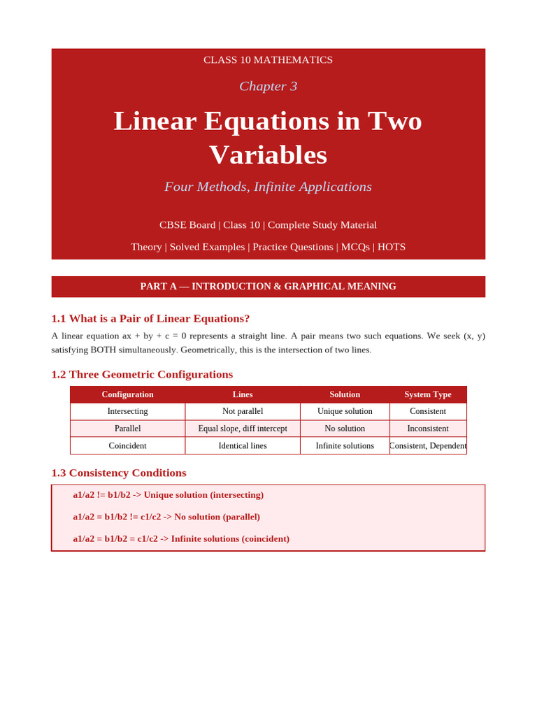 Ch3 Linear Equations MASTER | PDF | Equations | System Of Linear Equations