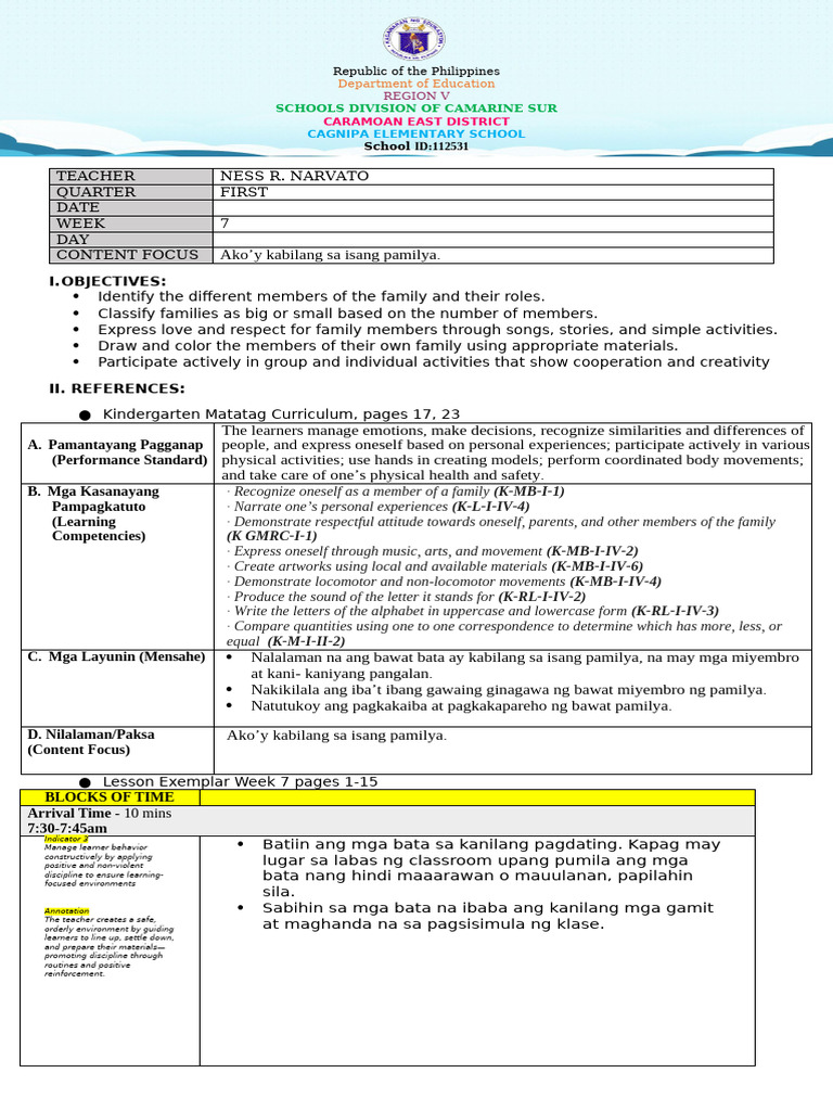 DLP Q1 W7 Cot | PDF | Learning | Teachers