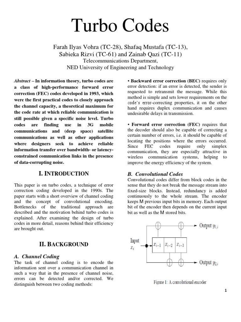 Overview of Turbo Codes by Ilyas Farah | PDF | Forward Error Correction ...