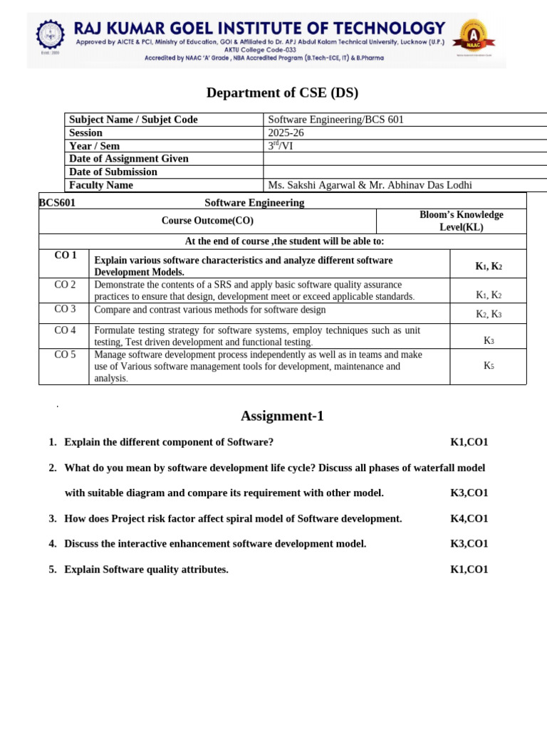 SE Assignment 1 | PDF