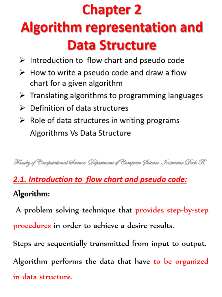 Chapter 2 - Algorithm Representation and Data Structure | PDF ...