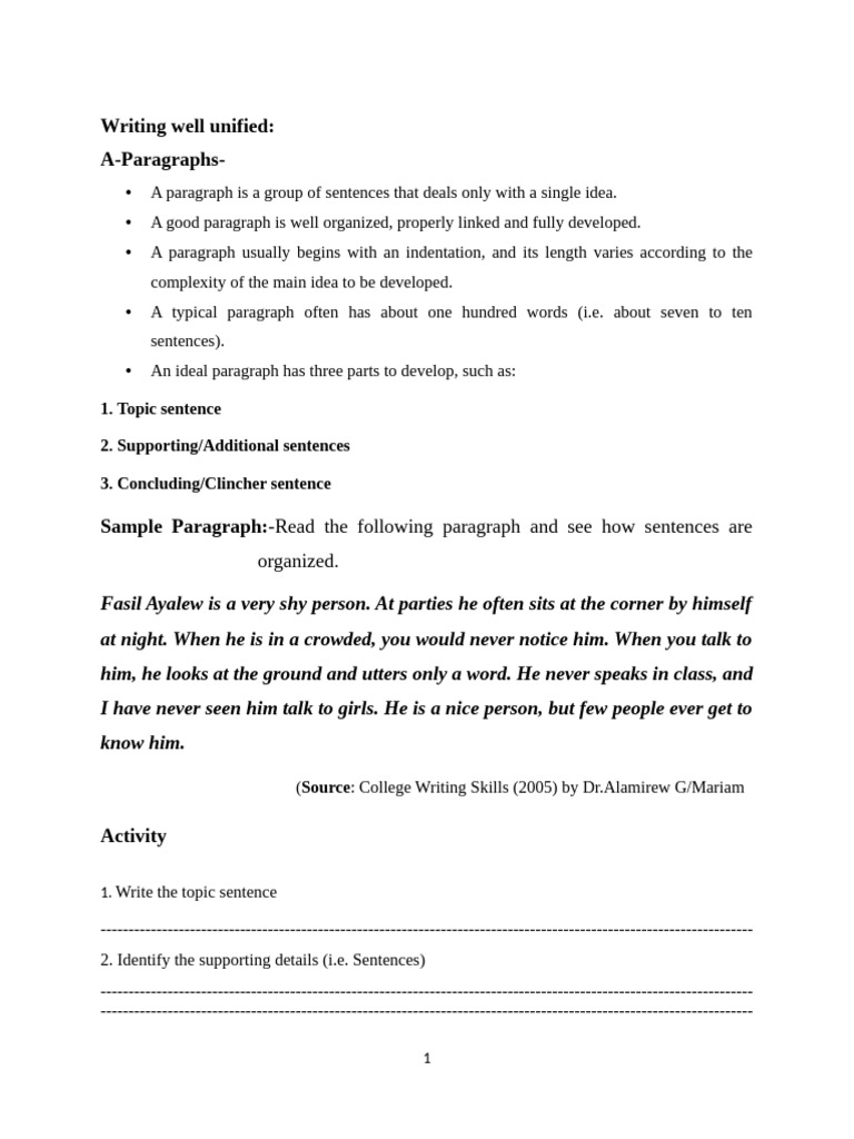Short Note For Intermediate Writing Skills | PDF | Essays | Paragraph
