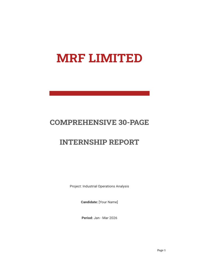 MRF Internship Report 30 Pages Ultimate | PDF