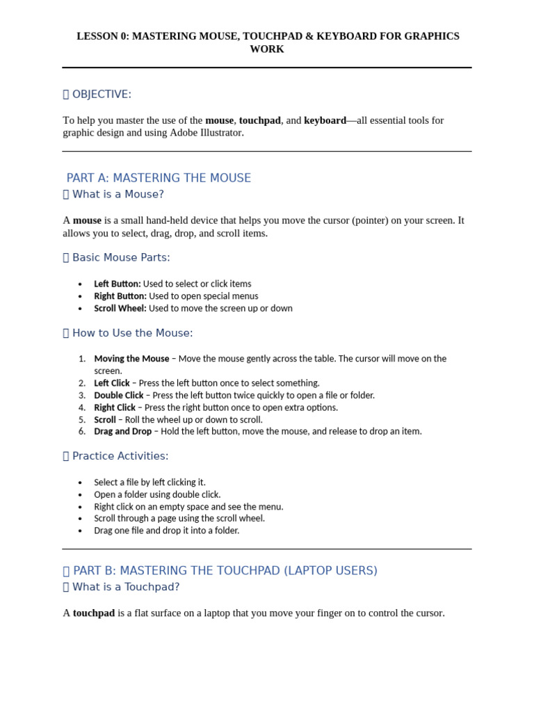 Mouse and Keyboard | PDF | Cursor (User Interface) | Computer Keyboard