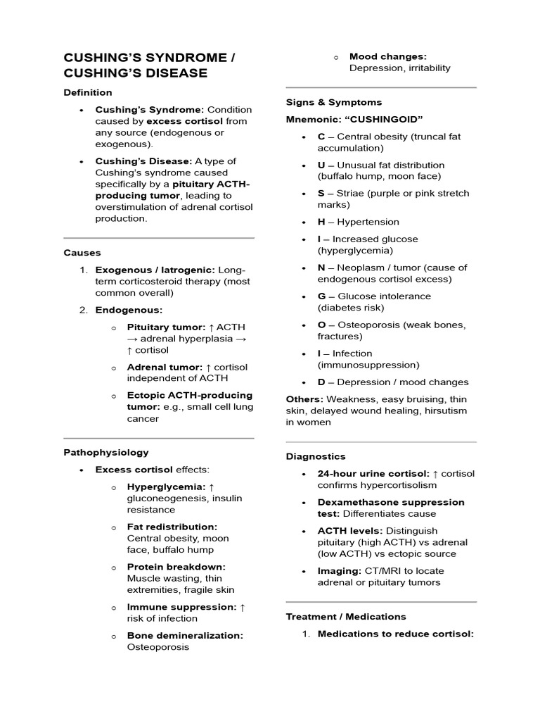 Cushings Syndromej Disease Reviewer | PDF | Endocrine Diseases | Human ...
