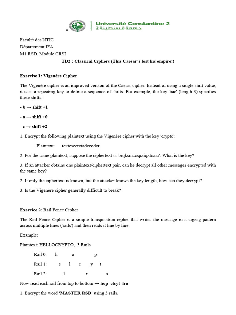 Tut Classical Ciphers | PDF