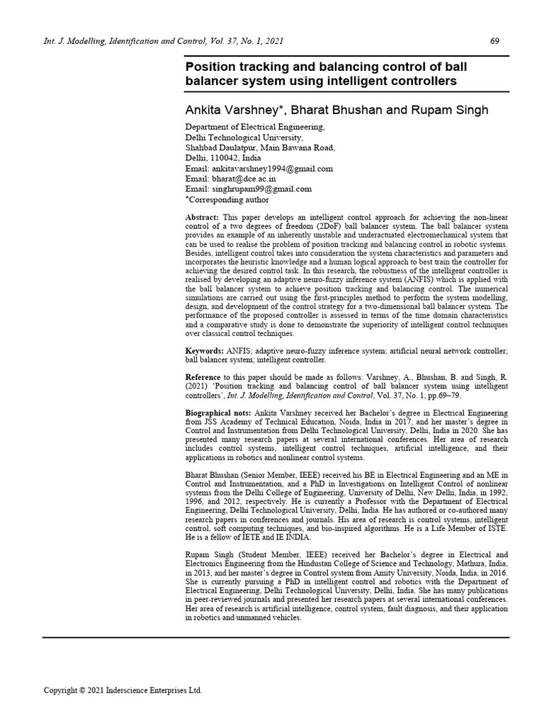 2021 - Position Tracking and Balancing Control of Ball | PDF | Control ...