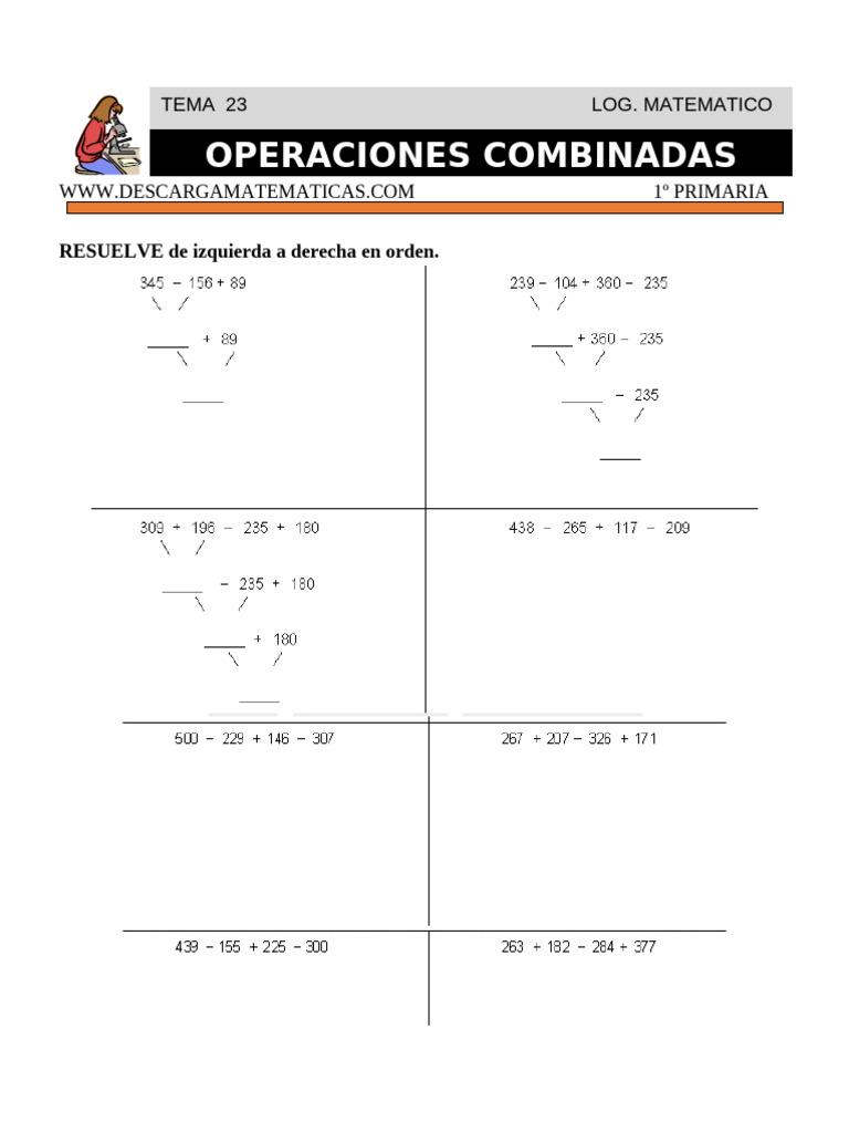 23 Operaciones Combinadas Primero de Primaria | PDF