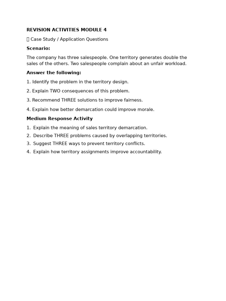 Revision Activities Module 4 | PDF