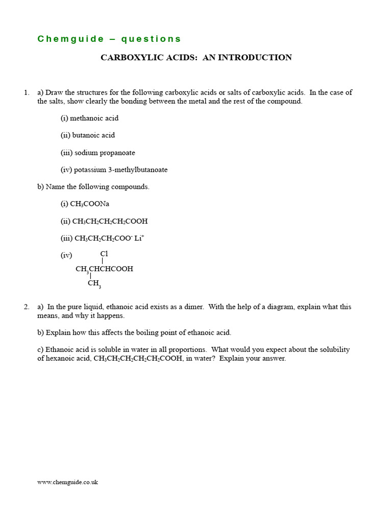 Carboxylic Acid Derivatives Booklet | PDF | Ester | Acid
