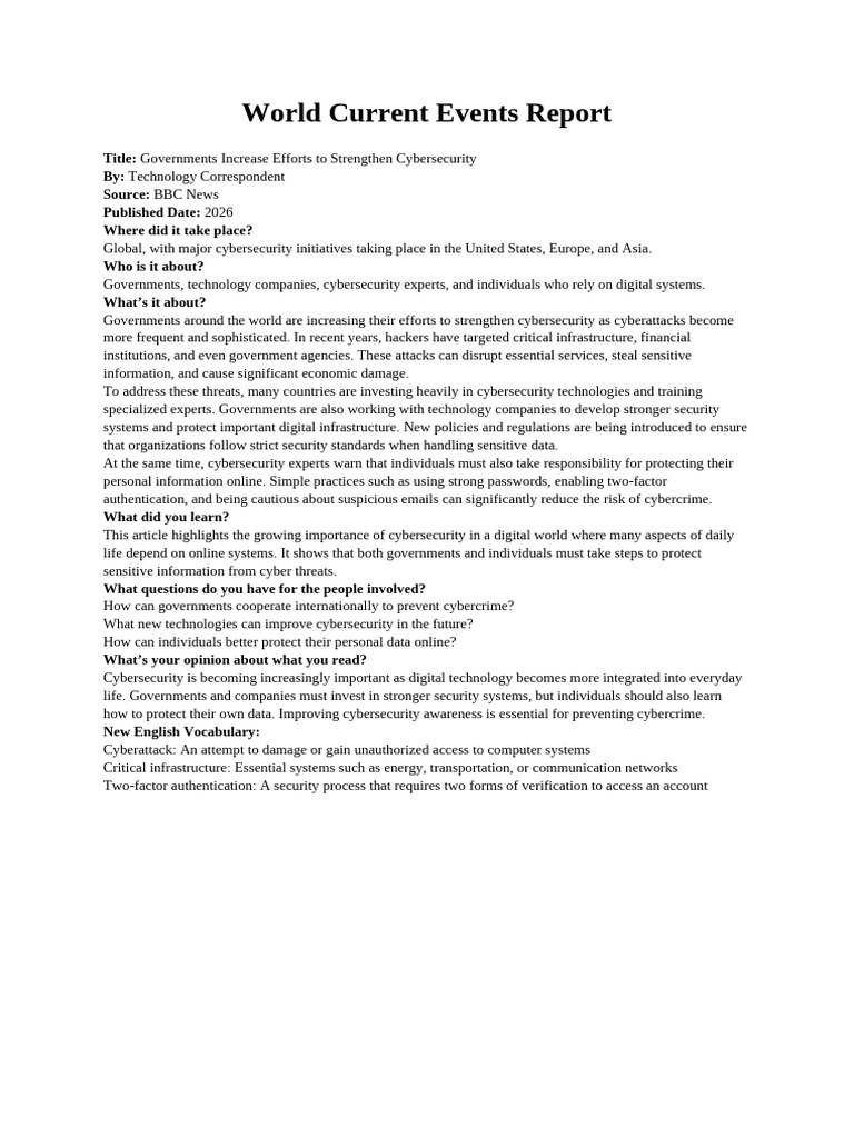 World Current Events Report 6 | PDF