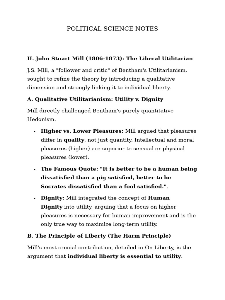 Notes Pol Sci | PDF | Utilitarianism | Jurisprudence