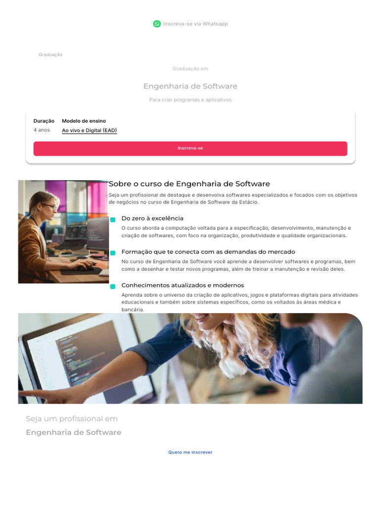 Curso de Engenharia de Software - Estácio - EAD Ou Presencial | PDF ...
