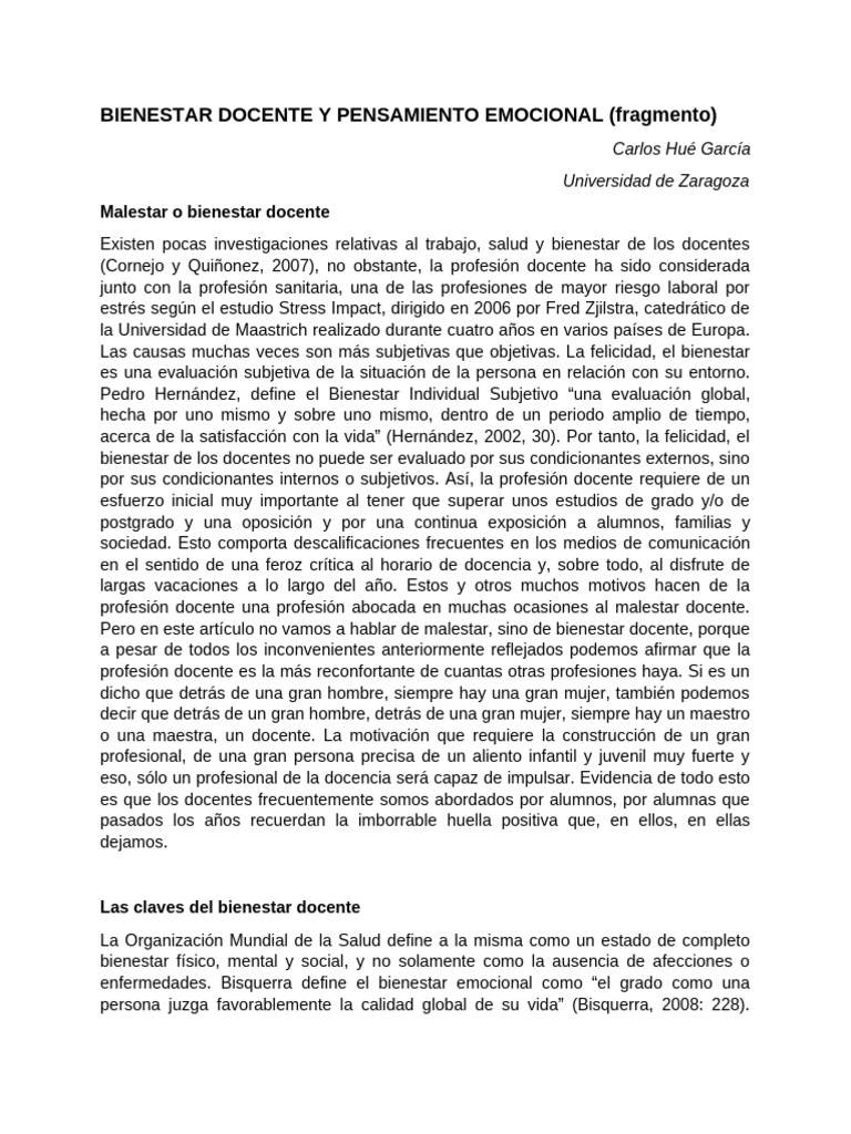 Bienestar Docente | PDF | Enseñando | Bienestar