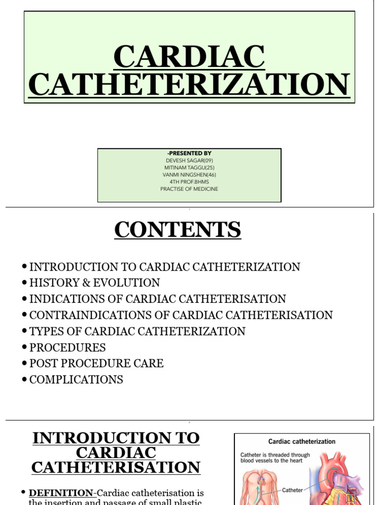 CARDIAC CATHETERIZATION PPT | PDF | Heart | Catheter