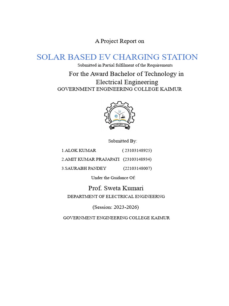 Solar Power Ev Charging System | PDF