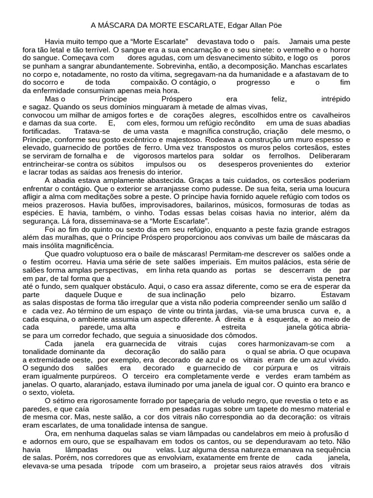 A Máscara Da Morte Escarlate | PDF