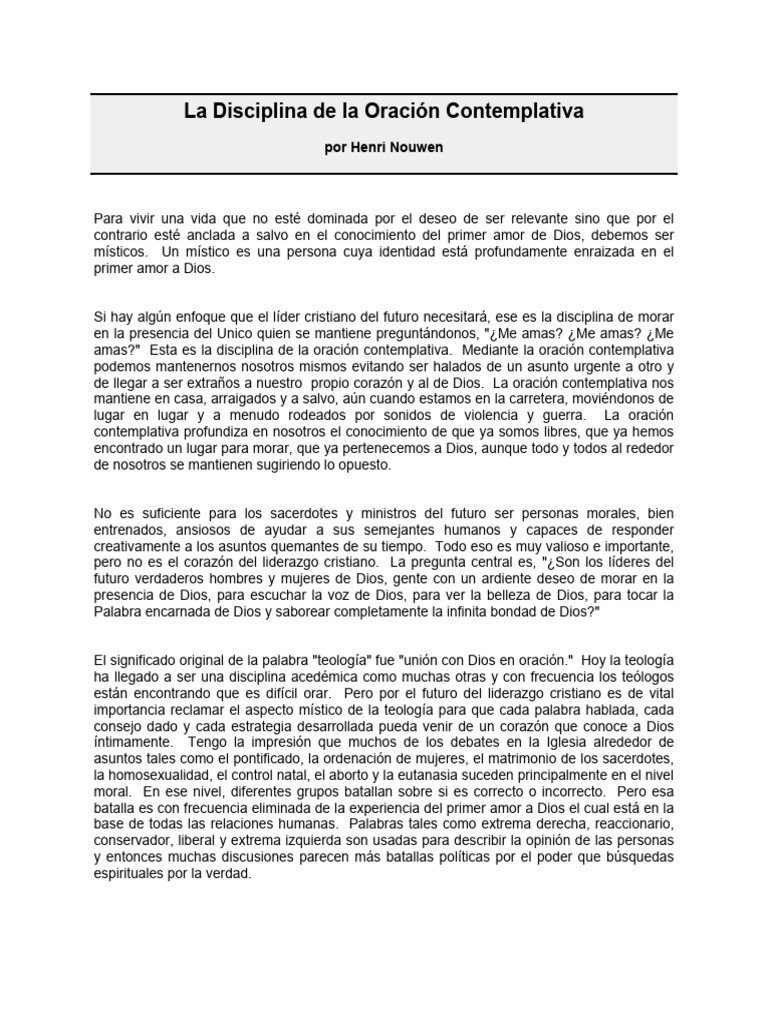 ORACION contemplativa- Nouwen | PDF