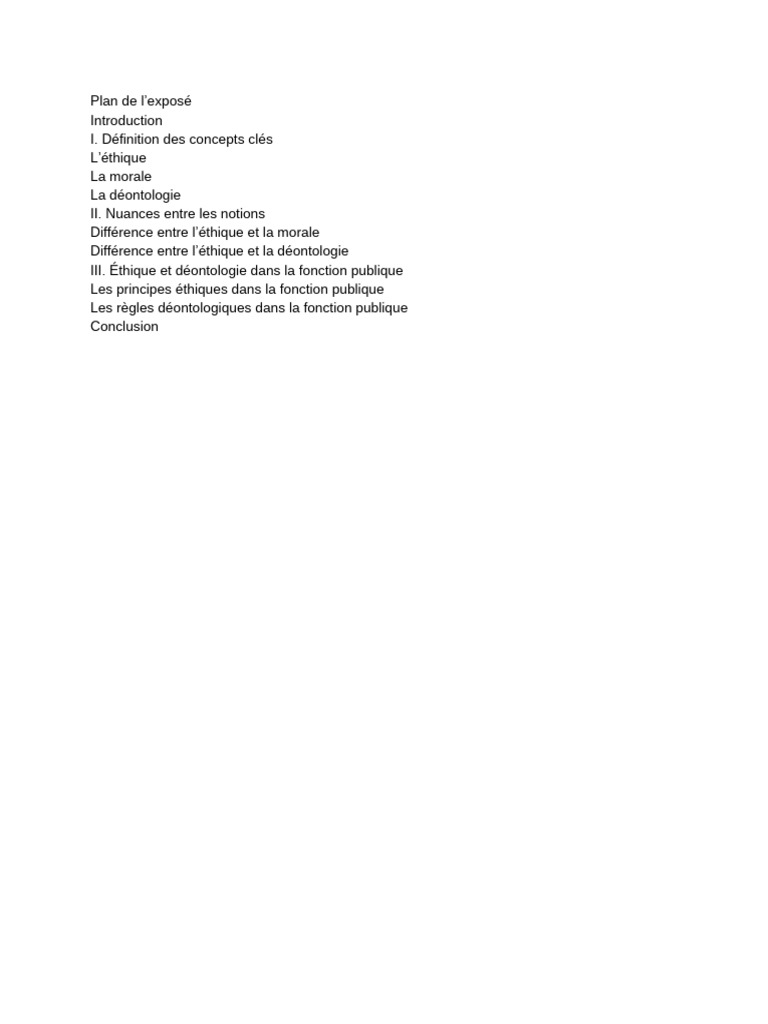 Plan de L'exposé | PDF | Moralité