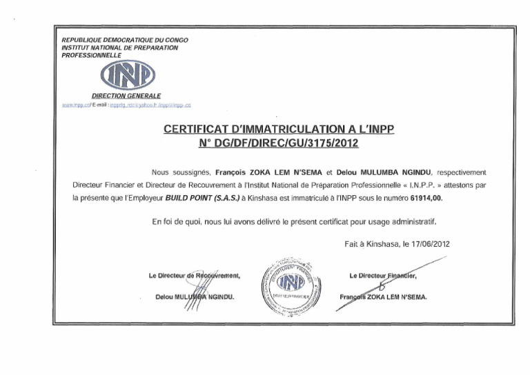 Certificat Inpp | PDF