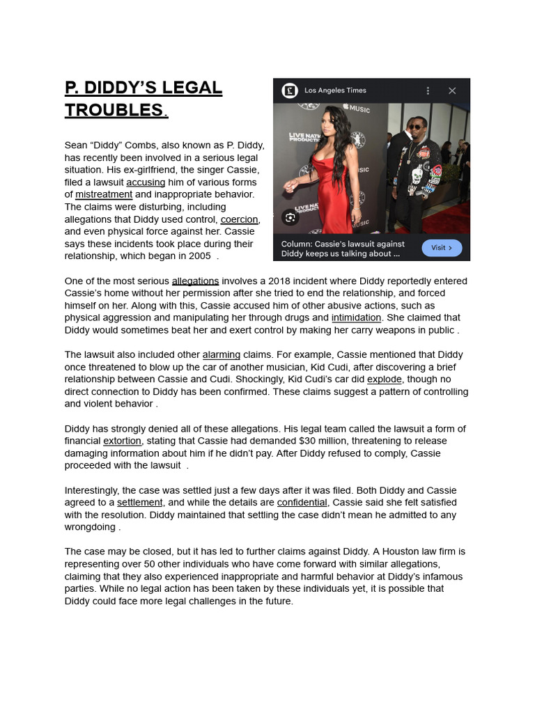 P Diddy’s legal issues | PDF | Injustice | Violence