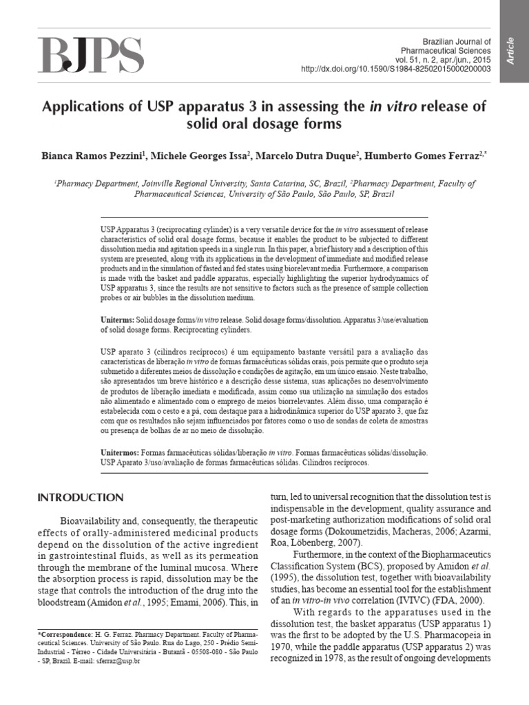 USP Apparatus 3 | PDF | Pharmaceutical Formulation | Tablet (Pharmacy)