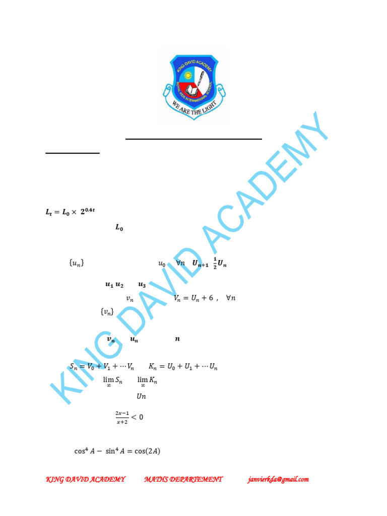 Mathematics s6 Holday Package | PDF | Mathematical Concepts ...