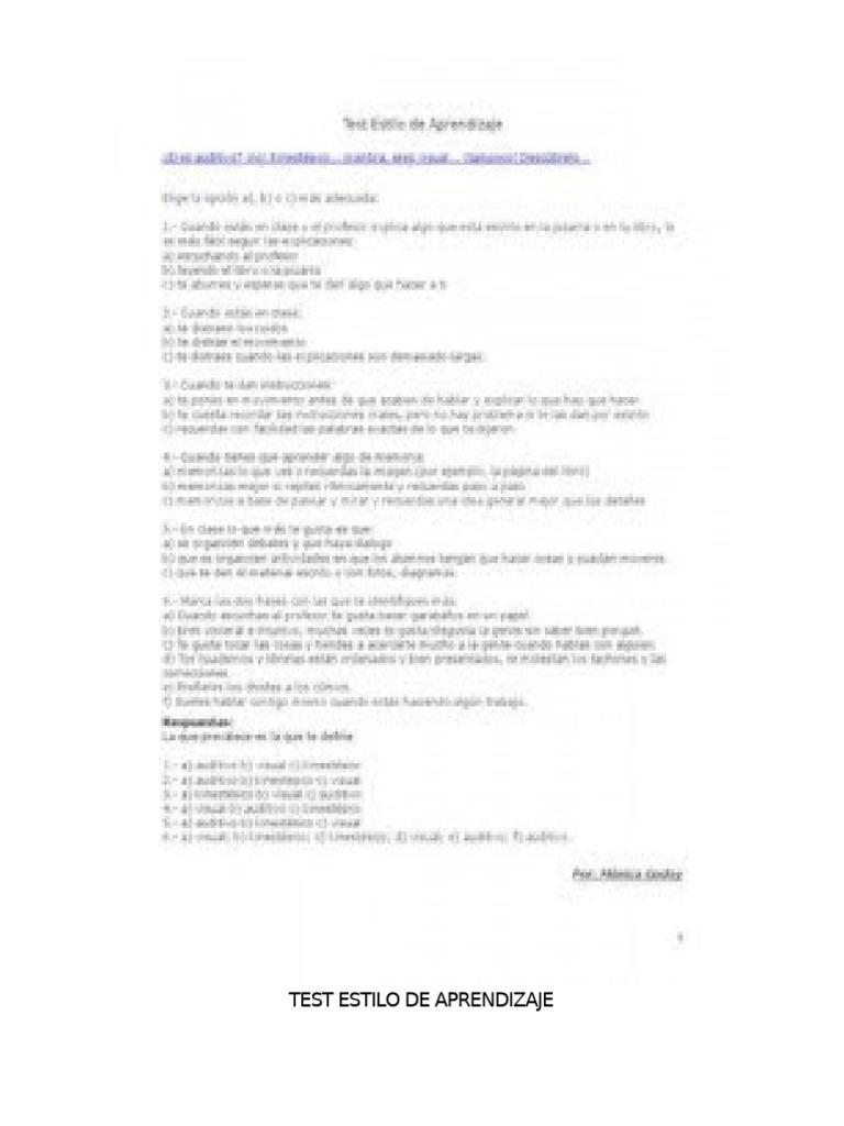 Test Estilo de Aprendizaje[1] | PDF | Cognición | Ciencia cognitiva