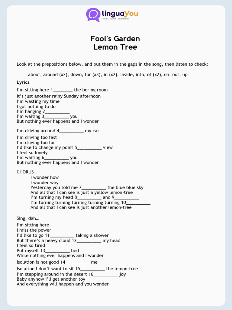 Fool's Garden - Lemon Tree | PDF