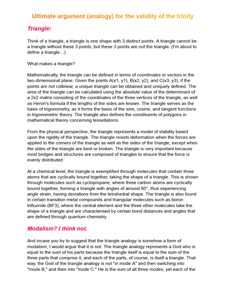 Ultimate argument (analogy) for the validity of the trinity | PDF ...