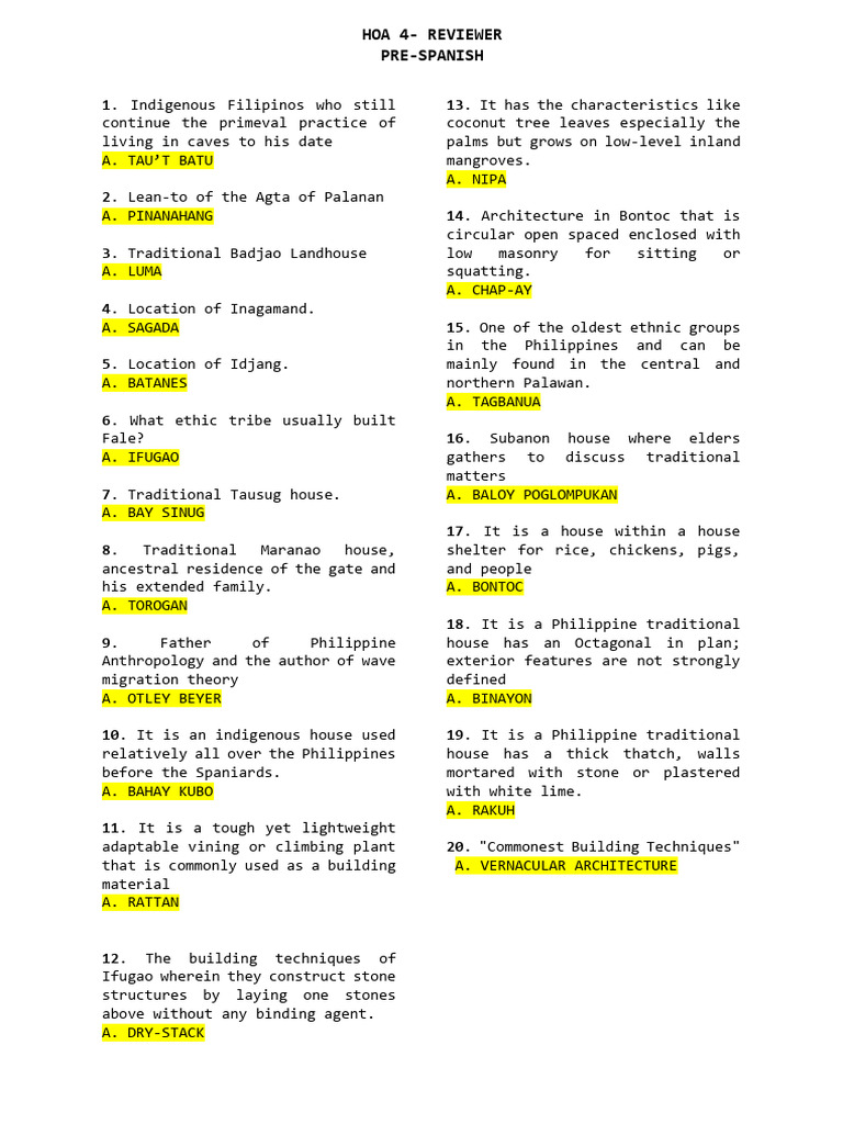 Pre Spanish Reviewer | PDF