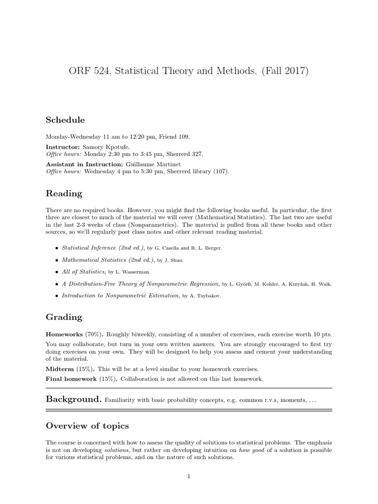 ORF 524 | PDF | Statistics | Estimation Theory