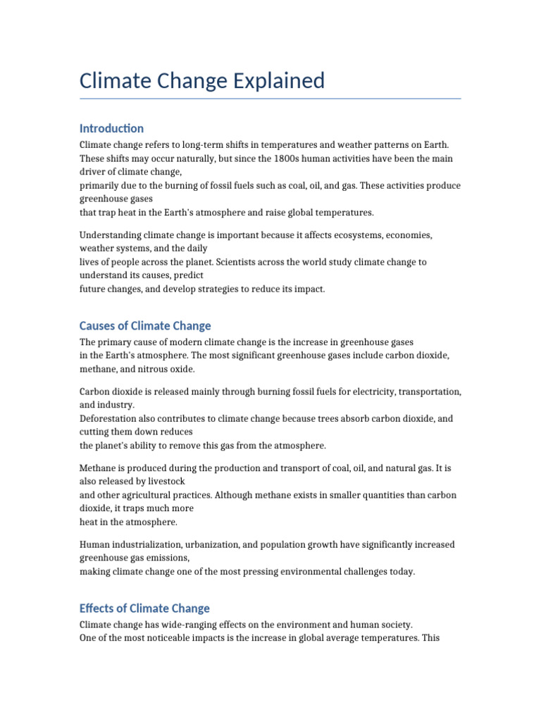 Climate Change Explained | PDF | Climate Change | Greenhouse Gas